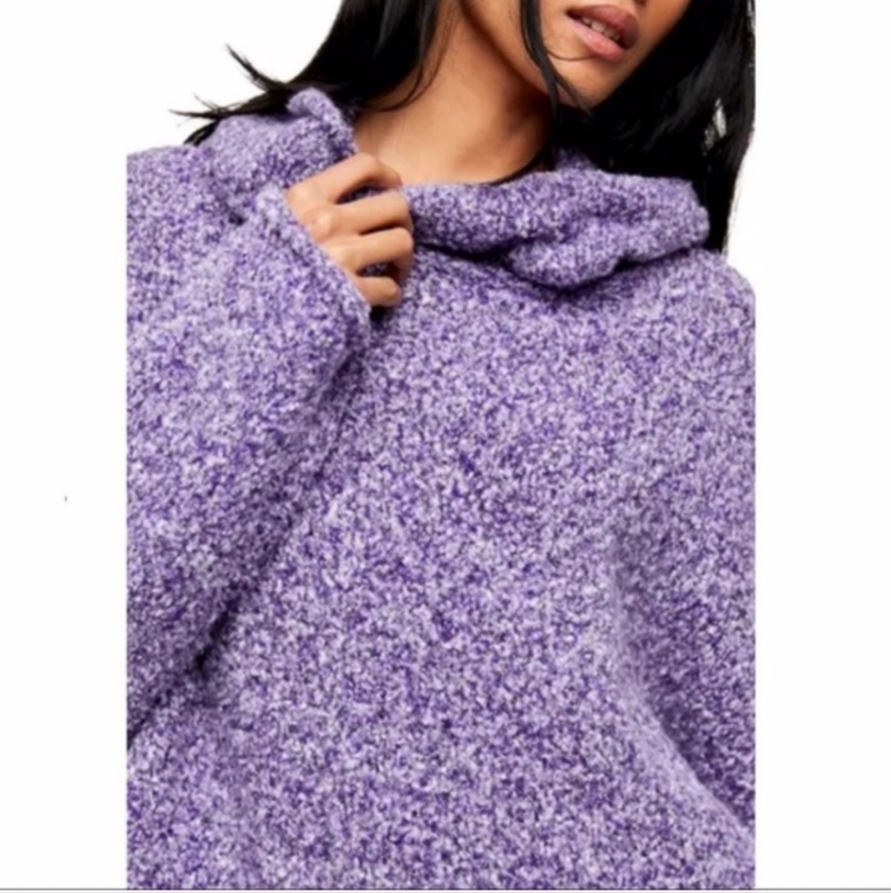 Free People Purple BFF Cowl Neck Sweater Women's Size Large - Picture 3 of 9